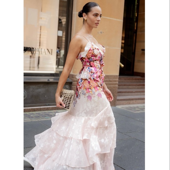 empire waist maxi dress Pink Floral Lace Tied Strap Empire Waist Maxi Dress – Gou4you